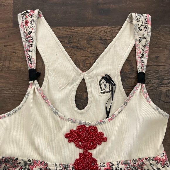 Free People Tibetan Garden Cami Babydoll Tank NWT Sz L Cream - Picture 6 of 9